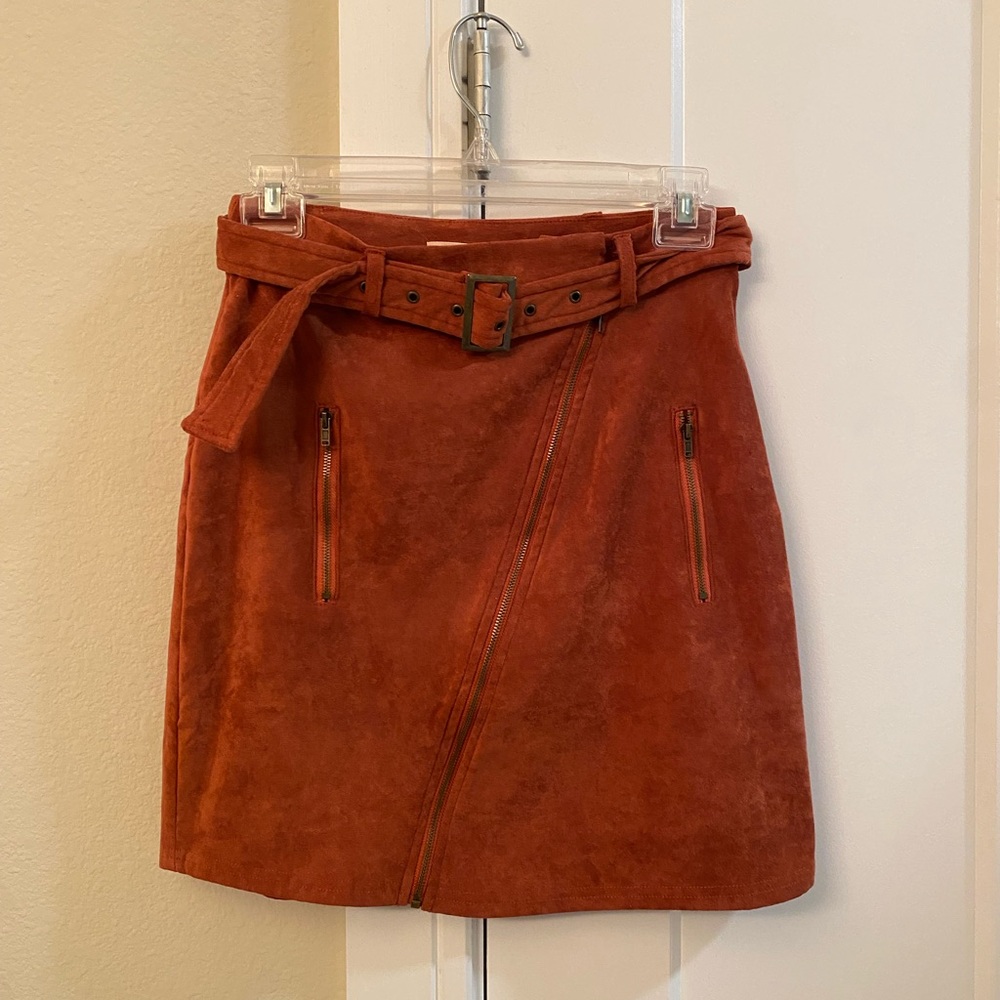 Francesca’s Suede‎ Belted Mini Skirt